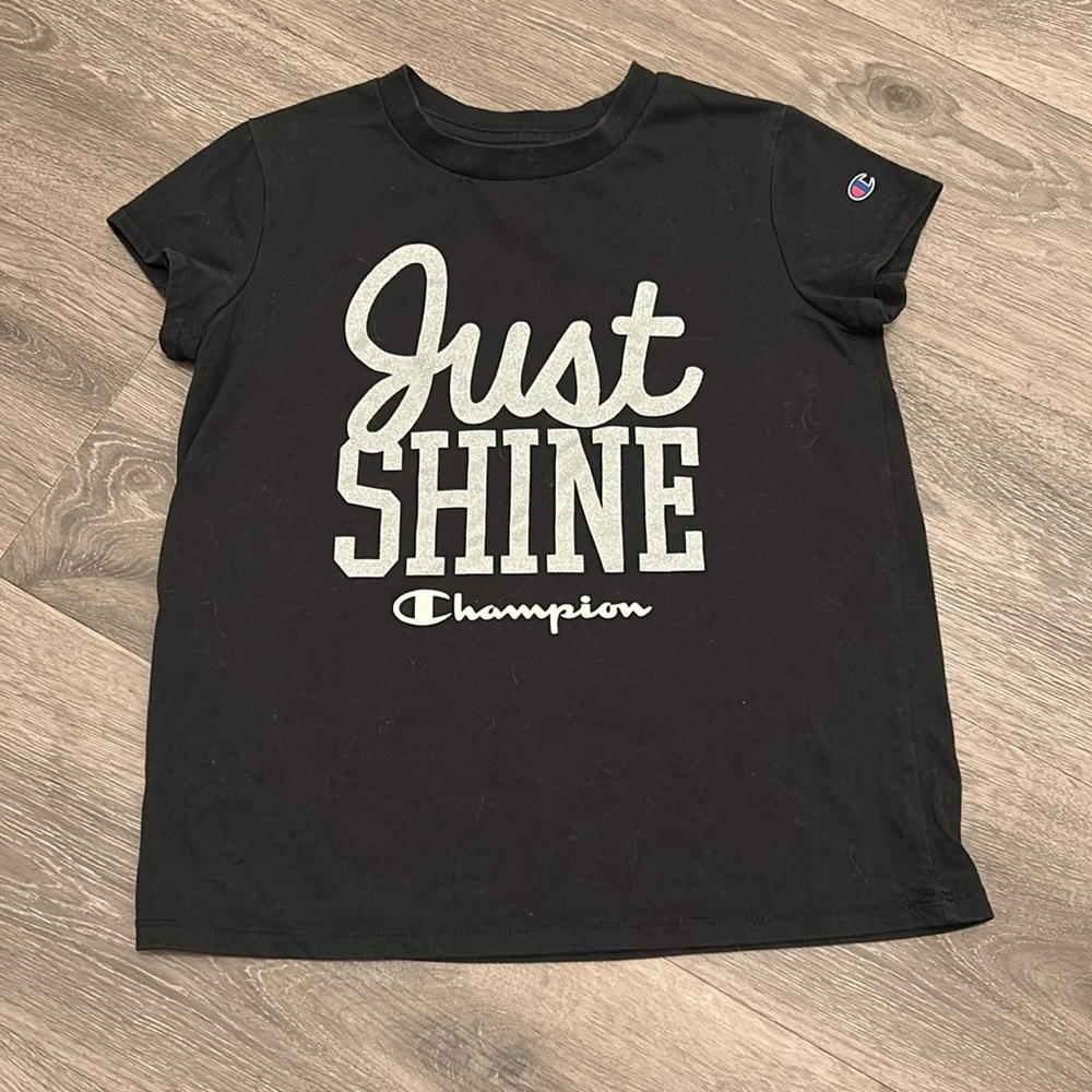 Champion girls athletic T-shirt size 10-12. “Just Shine”